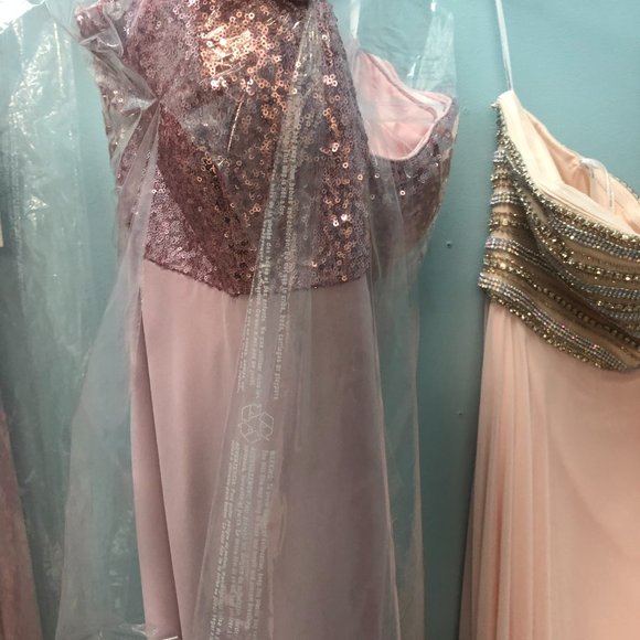 New Dusty Rose Gold Blush Sequin Dress, Aline Bridesmaid Formal Sparkle G&G - Picture 12 of 13